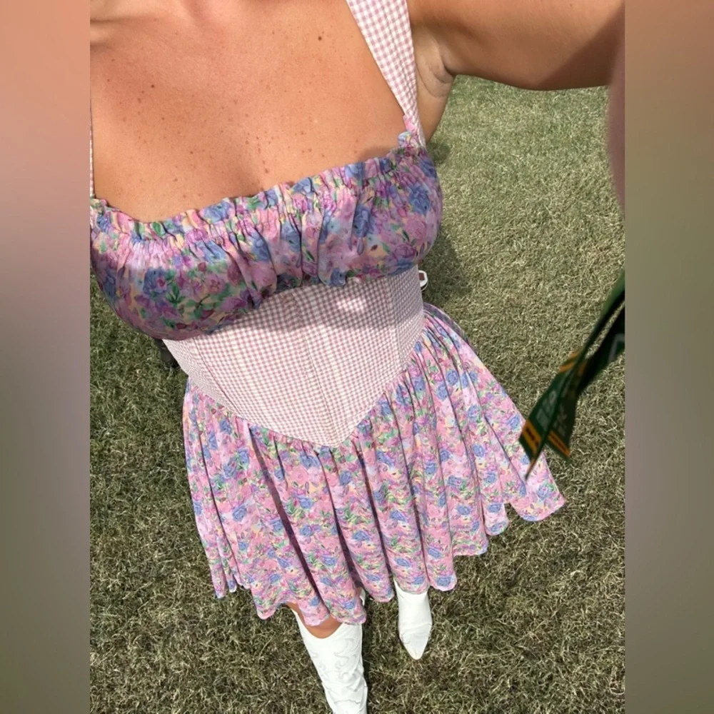 For Love & Lemons Brenna Mini Floral Dress Size Medium NWT - Picture 9 of 15